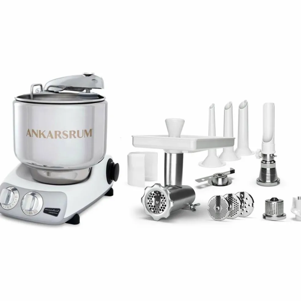 AKM 6230 köksmaskin glossy white + komplett Köttkvarn