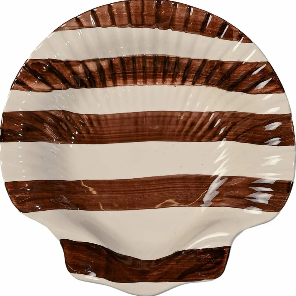 Armona Stripe serveringsfat 23,5 cm, ljusbrun/vit