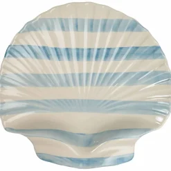 Armona stripe uppläggningsfat, vit/ljusblå