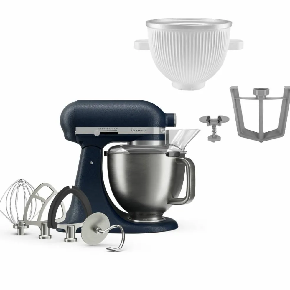 Artisan Plus köksmaskin med glasstillbehör, medallion silver