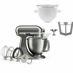 Artisan Plus köksmaskin med glasstillbehör, medallion silver