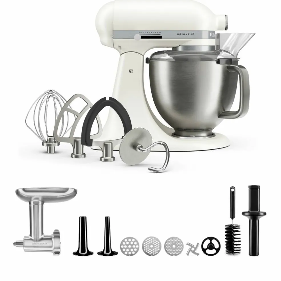 Artisan Plus köksmaskin med köttkvarn 4,7 liter, feather pink
