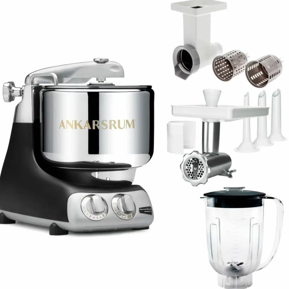 Assistent Original AKM 6230 köksassistent med köttkvarn, skärtillsats och mixerkanna, glossy white