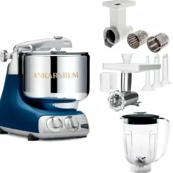 Assistent Original AKM 6230 köksassistent med köttkvarn, skärtillsats och mixerkanna, glossy white