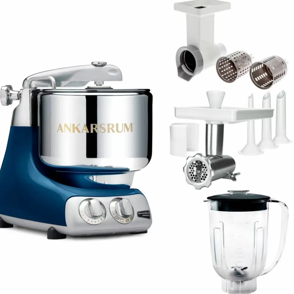 Assistent Original AKM 6230 köksassistent med köttkvarn, skärtillsats och mixerkanna, röd