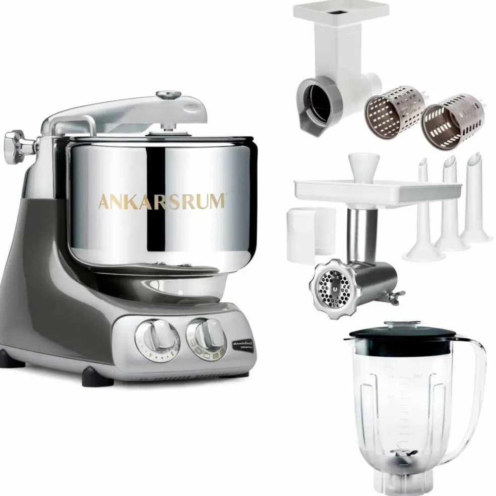 Assistent Original AKM 6230 köksassistent med köttkvarn, skärtillsats och mixerkanna, röd
