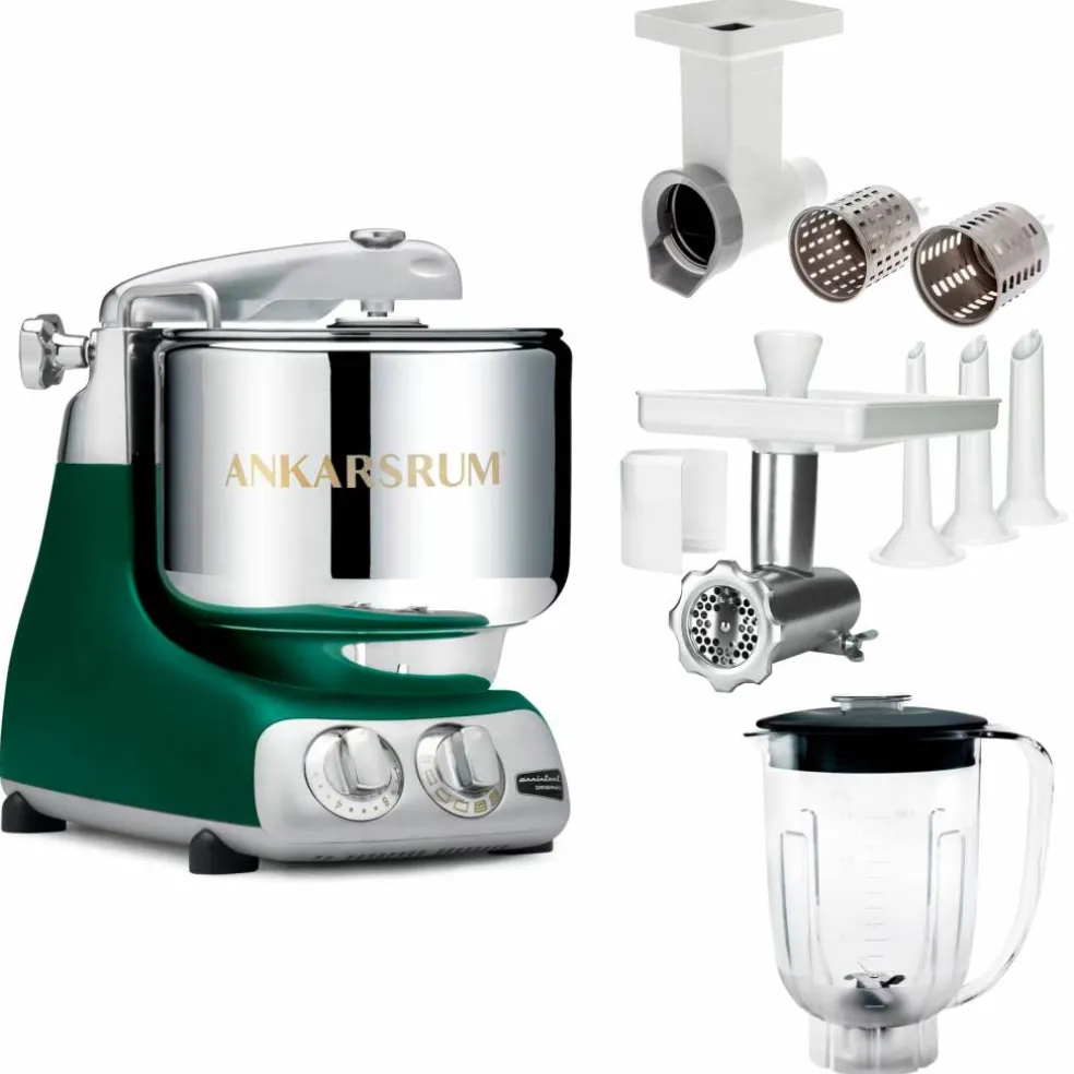 Assistent Original AKM 6230 köksassistent med köttkvarn, skärtillsats och mixerkanna, royal blue
