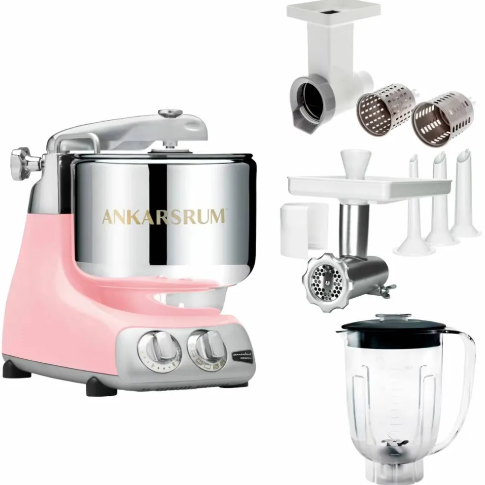 Assistent Original AKM 6230 köksassistent med köttkvarn, skärtillsats och mixerkanna, royal blue