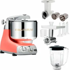 Assistent Original AKM 6230 köksassistent med köttkvarn, skärtillsats och mixerkanna, jubilee silver