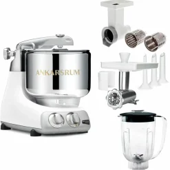 Assistent Original AKM 6230 köksassistent med köttkvarn, skärtillsats och mixerkanna, jubilee silver