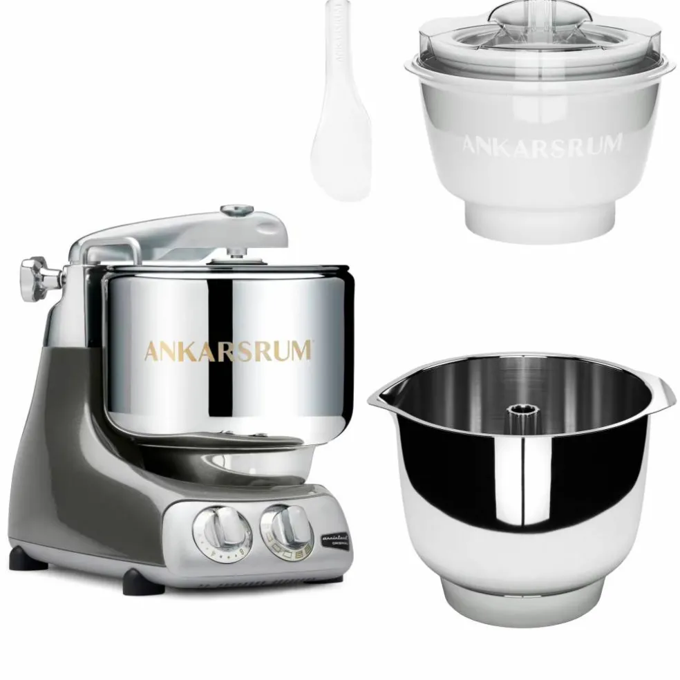 Assistent Original AKM 6230 köksmaskin med glasstillbehör och extra vispskål, forest green
