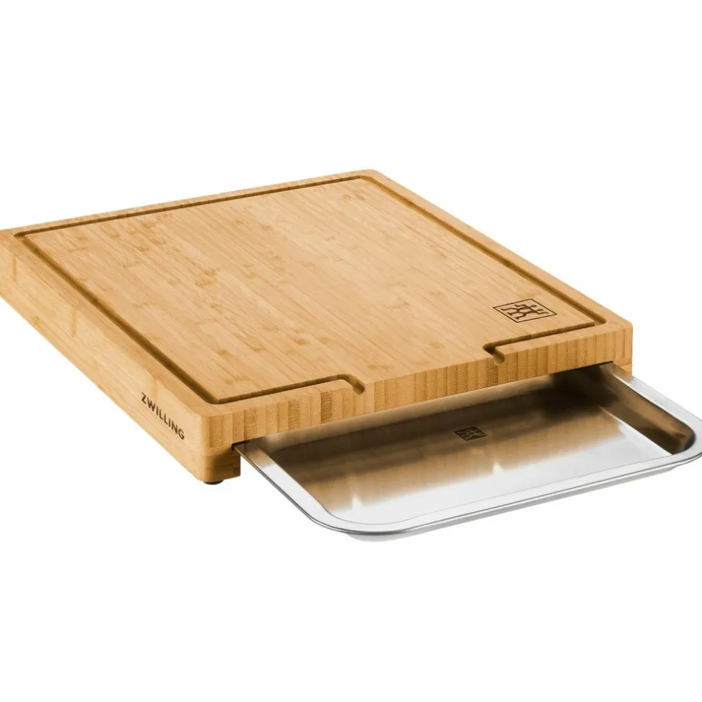 BBQ+ skärbräda med bricka 39x30 cm, bambu/rostfritt stål