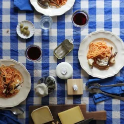 Bell bordsduk 250x145 cm, blå/aprikos