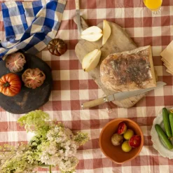 Bertel bordsduk 330x145 cm, brun/aprikos