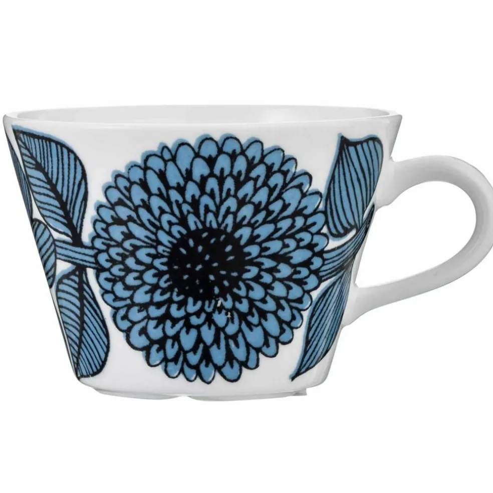 Blå Aster kaffekopp med fat, 15 cl