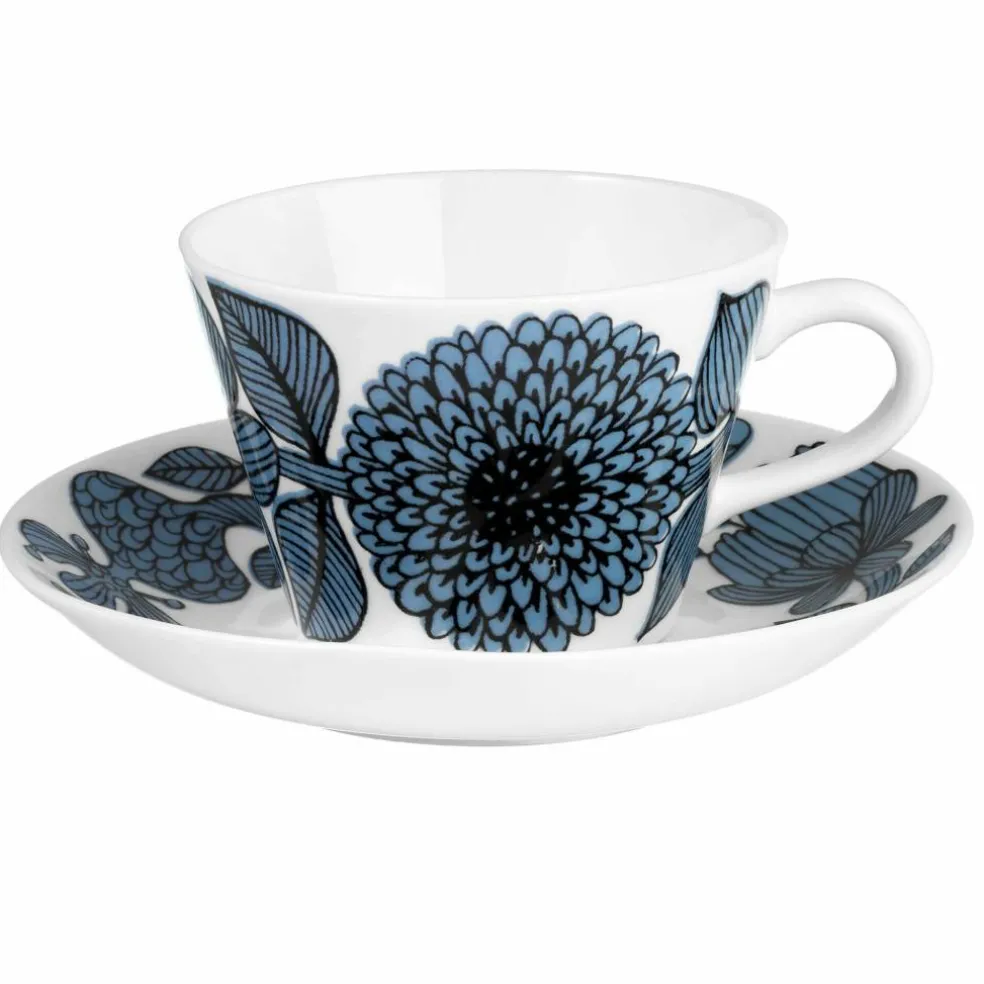 Blå Aster kaffekopp med fat, 15 cl