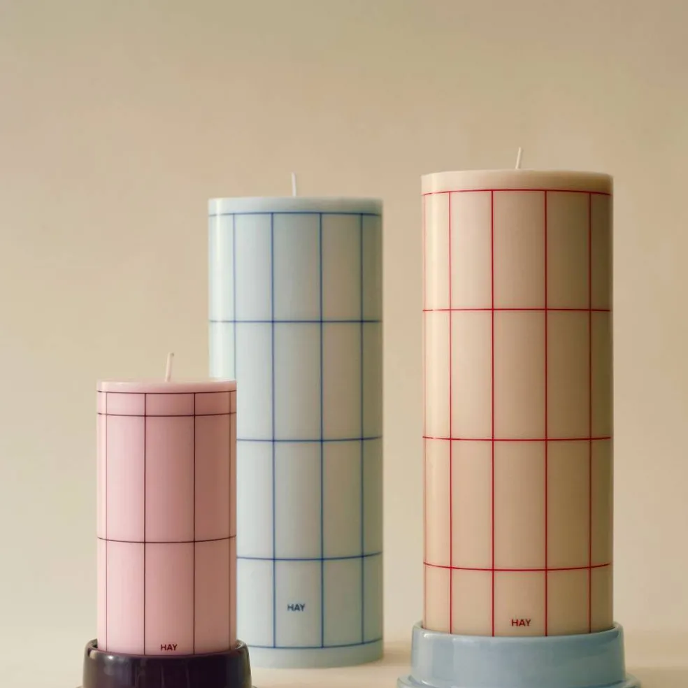 Blockljus medium, ljusrosa/röd/bordeaux/mörkblå