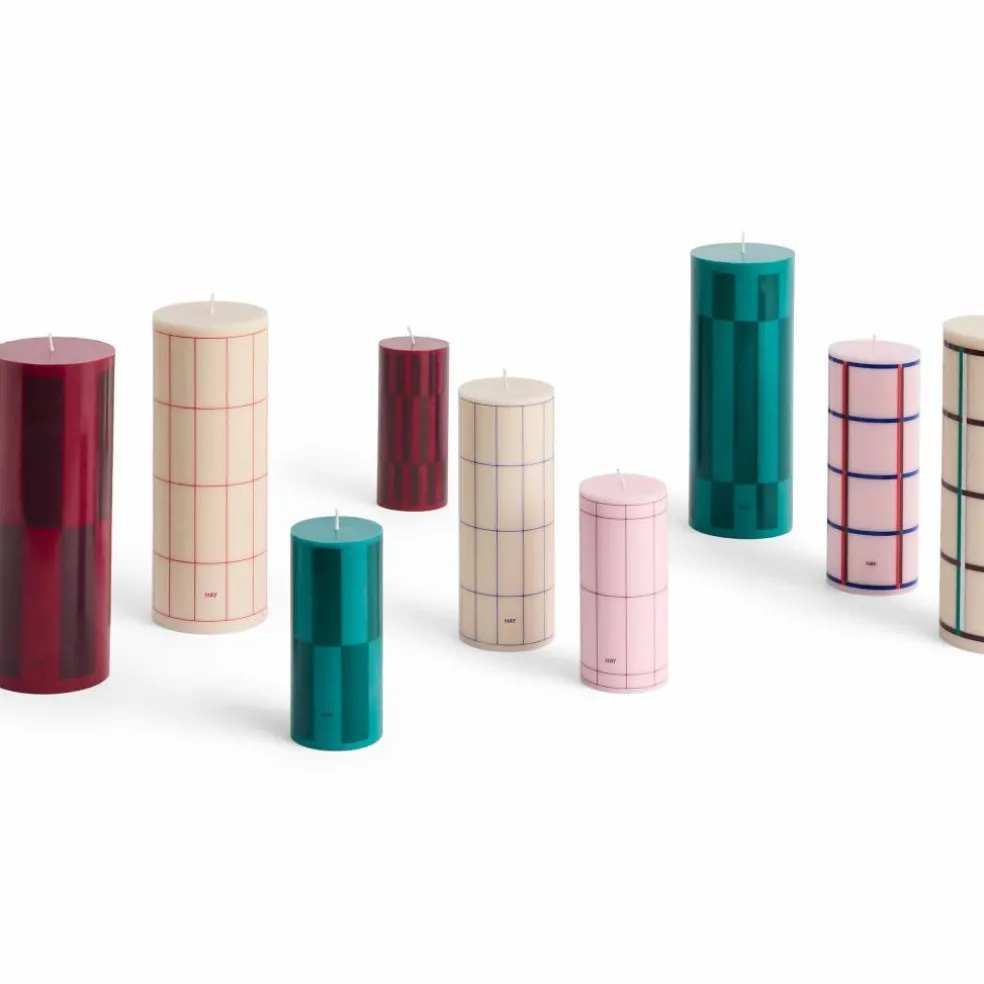 Blockljus medium, ljusrosa/röd/bordeaux/mörkblå