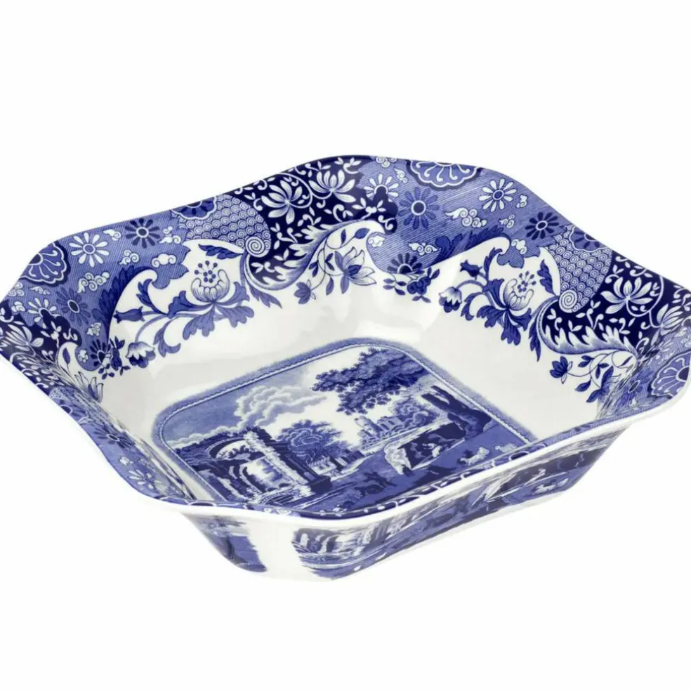 Blue Italian serveringsskål, fyrkantig