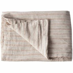 Bordsduk i linne 145x145 cm, hazelnut stripe