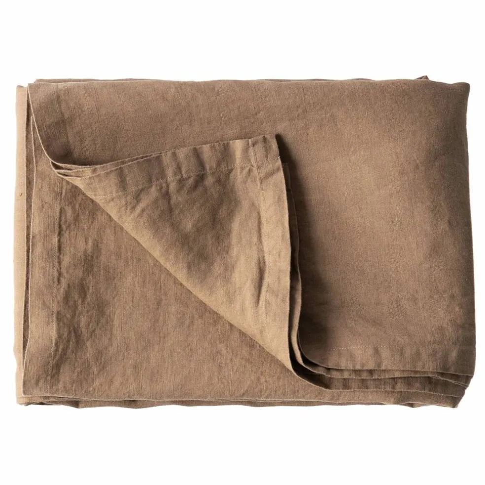 Bordsduk i linne 145x145 cm, hazelnut