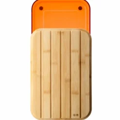 Brödlåda med bambulock stor, orange
