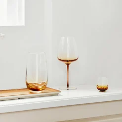 55 cl. Amber munblåst dricksglas