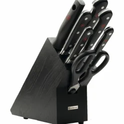 Classic Knivblock med 7 Knivar Askträ Svart