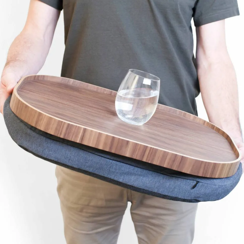 CurveLine Laptray knäbricka med anti-slip, large, valnöt
