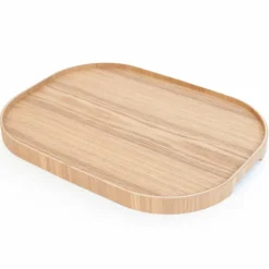 CurveLine serveringsbricka med antislip, large, pilträ/grå