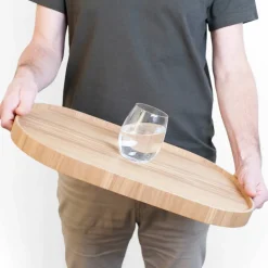 CurveLine serveringsbricka med antislip, large, valnöt/grå