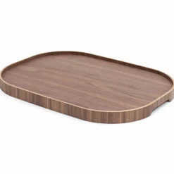 CurveLine serveringsbricka med antislip, large, valnöt/grå