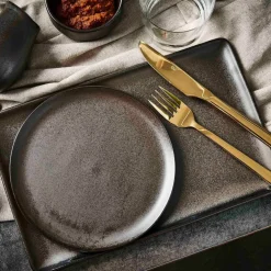 Desserttallrik, metallisk brun