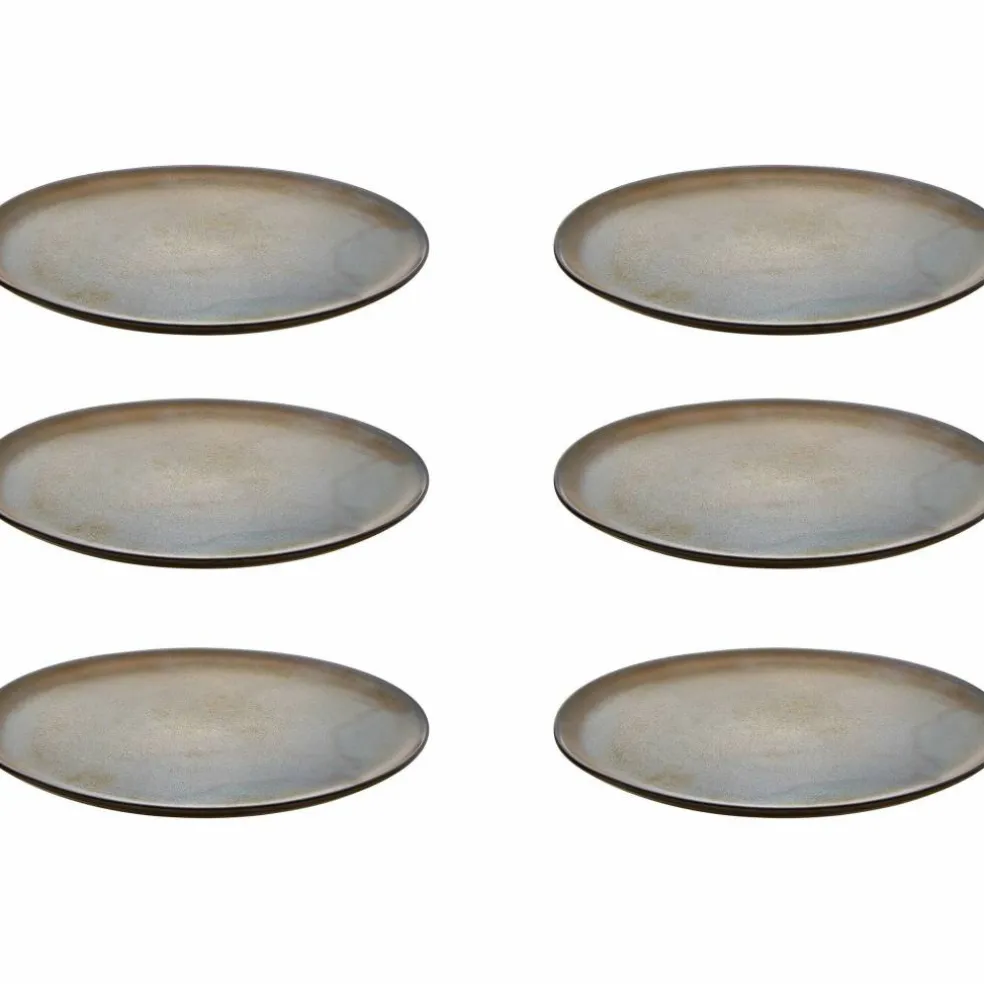 Desserttallrik 6 st, metallic brown