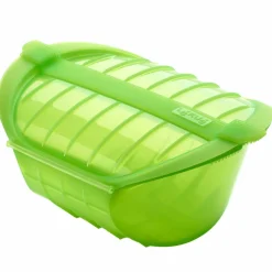 Djup ångkokare med bricka för mikro, grön