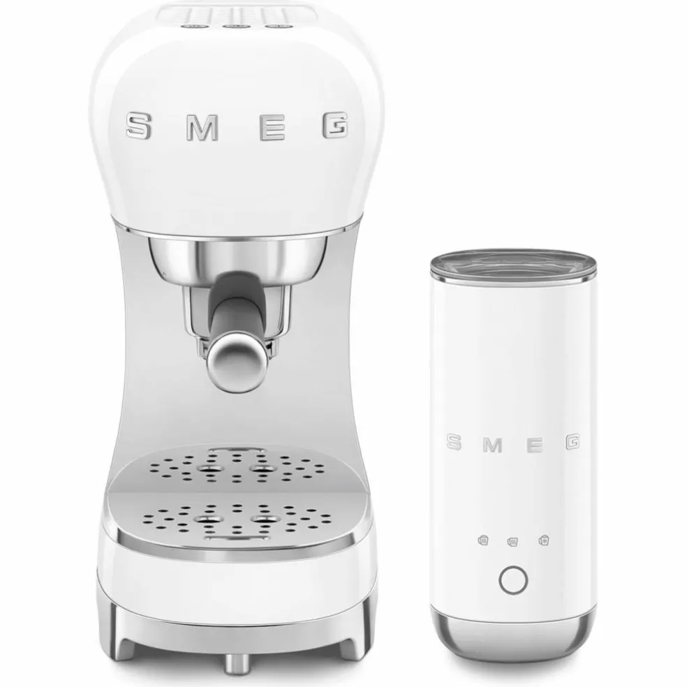 ECF12WHEU manuell espressomaskin med mjölkskummare, vit