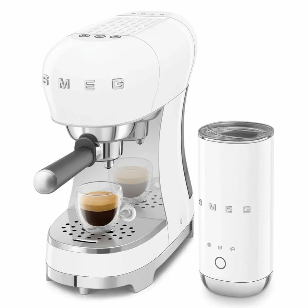 ECF12WHEU manuell espressomaskin med mjölkskummare, vit