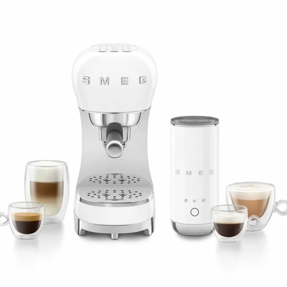 ECF12WHEU manuell espressomaskin med mjölkskummare, vit