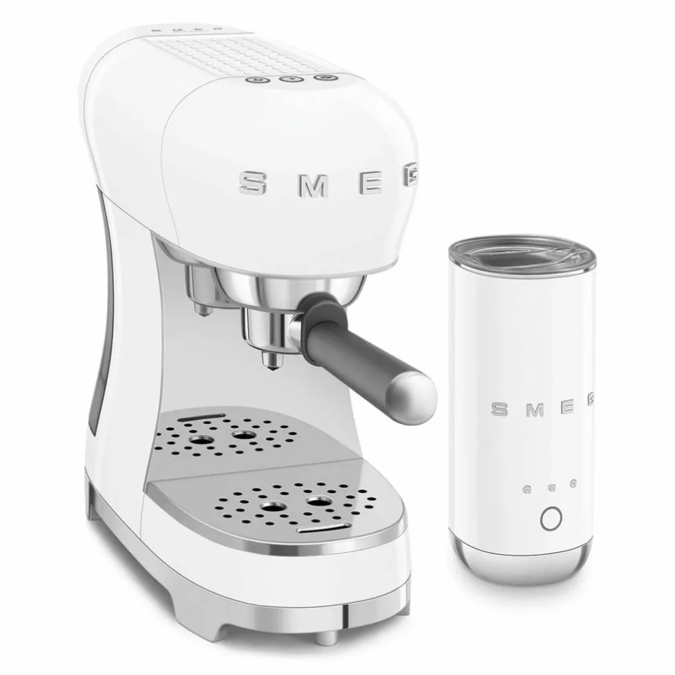 ECF12WHEU manuell espressomaskin med mjölkskummare, vit