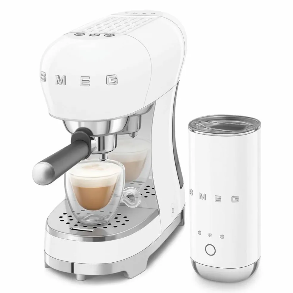 ECF12WHEU manuell espressomaskin med mjölkskummare, vit