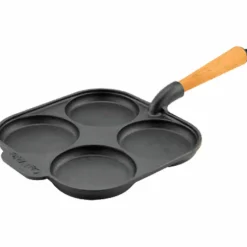 Egg gjutjärnspanna, handtag i bok