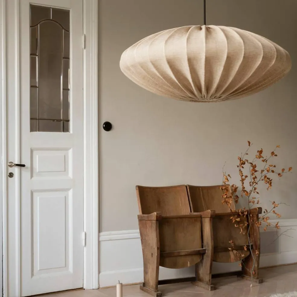 Ellipse taklampa, 65 cm, linne, vit