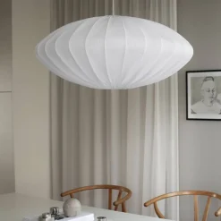 Ellipse taklampa, 80 cm, linne, vit