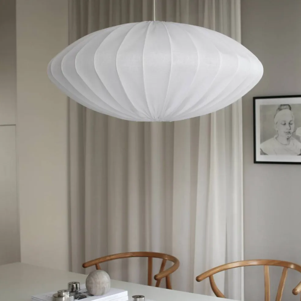 Ellipse taklampa, 80 cm, linne, vit