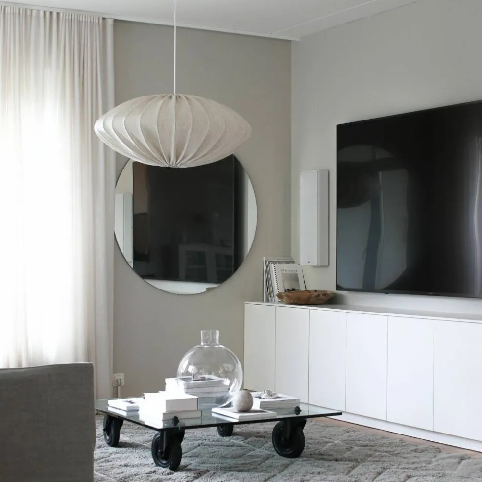 Ellipse taklampa, 80 cm, linne, vit