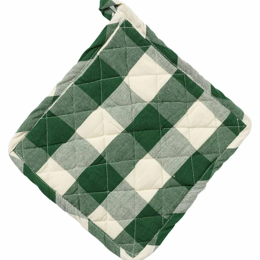 Elsa grytlapp 20×20 cm, grön/beige