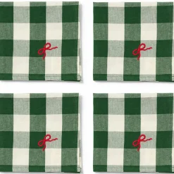 Elsa servetter 4-pack 40×40cm, grön/beige