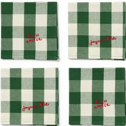 Elsa servetter 4-pack 40×40cm, grön/beige