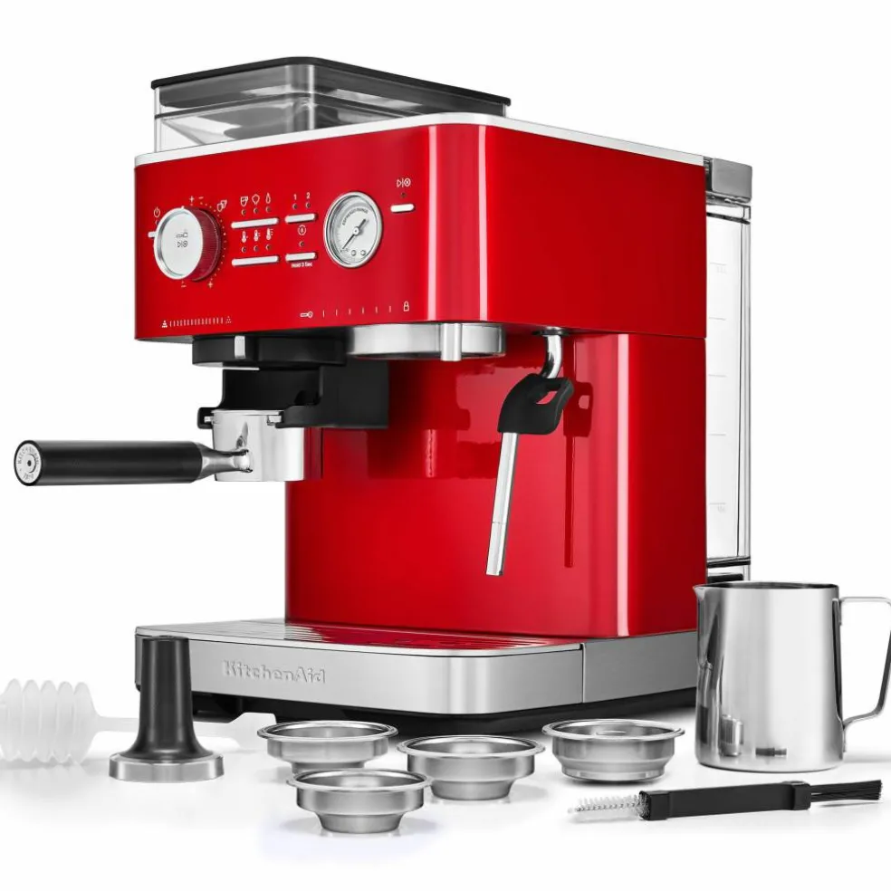 Espressomaskin med kaffekvarn, candy apple