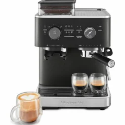Espressomaskin med kaffekvarn, cast iron black